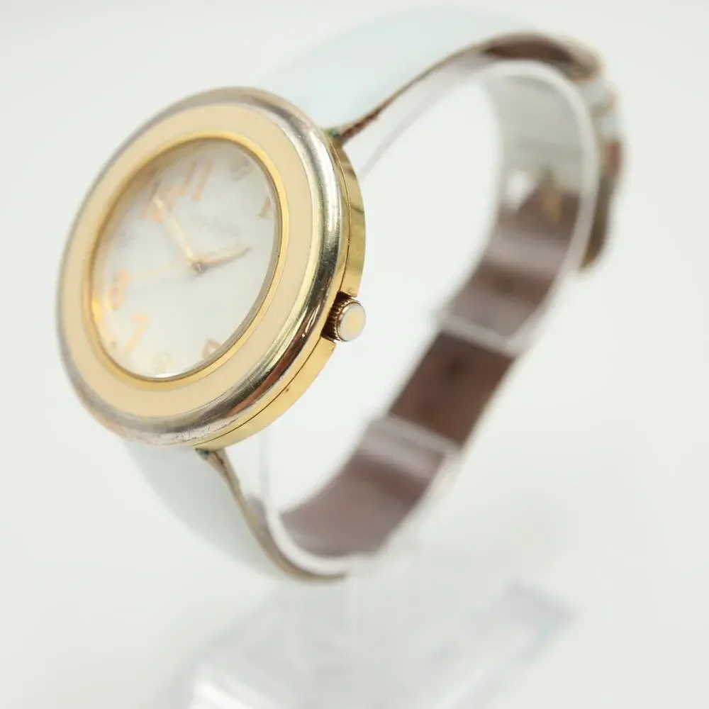 Joan Rivers Classic Womens Watch 41mm Cream Bezel White Leather w New Battery